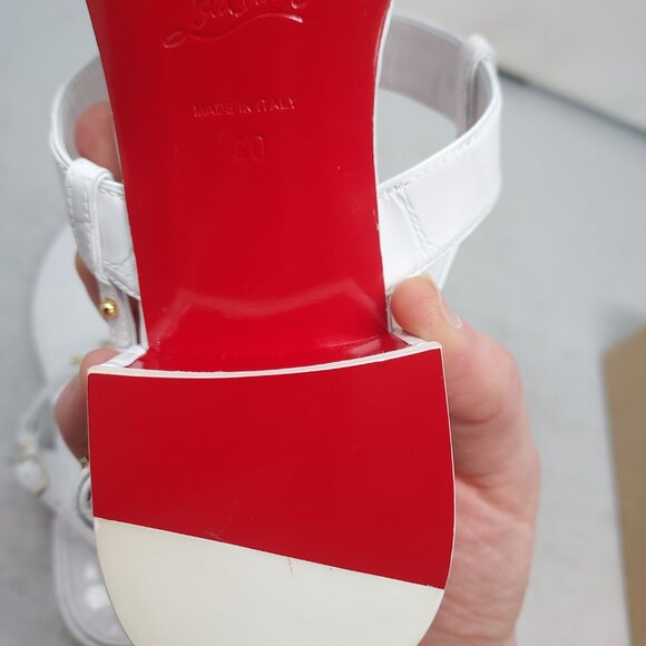 Christian Louboutin White MJ Thong Alligator Block Heel Sandal - Picture 12 of 12